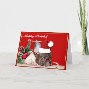 Cartes Pour Fêtes Annuelles Joyeux chien de taureau français de Noël