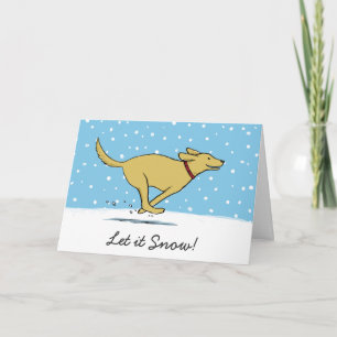 Cartes Pour Fêtes Annuelles Joyeux chien jaune laissez-le neiger   Mignons Noë