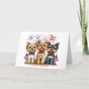 Cartes Pour Fêtes Annuelles Joyeux Chiens 4 juillet Yorkshire Terrier