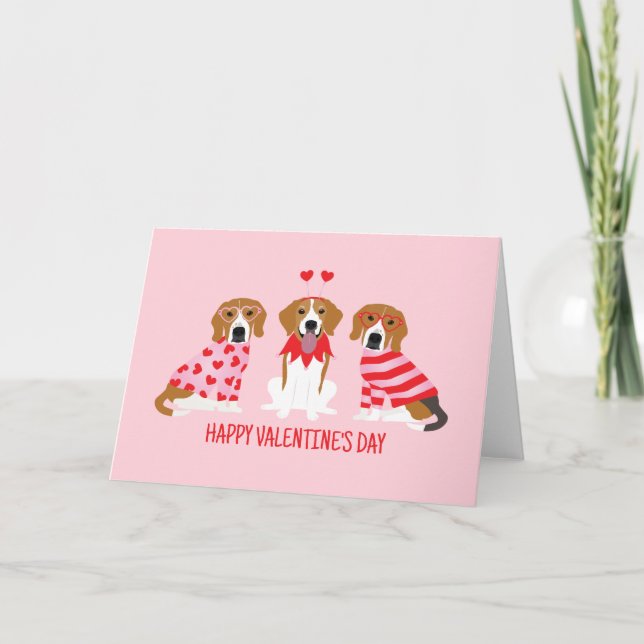 Cartes Pour Fêtes Annuelles Joyeux Chiens Beagles de la fête des Valentines (Devant)
