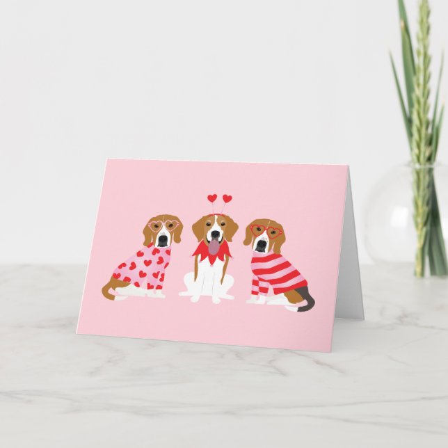 Cartes Pour Fêtes Annuelles Joyeux Chiens Beagles de la fête des Valentines (Devant)
