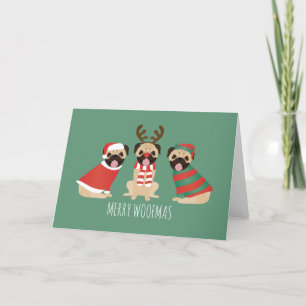 Cartes Pour Fêtes Annuelles Joyeux Chiens de Carlin Woofmas