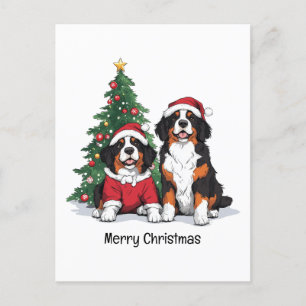 Cartes Pour Fêtes Annuelles Joyeux Chiens de montagne bernois de Noël