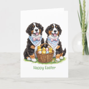 Cartes Pour Fêtes Annuelles Joyeux Chiens de montagne bernois de Pâques
