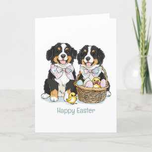 Cartes Pour Fêtes Annuelles Joyeux Chiens de montagne bernois de Pâques