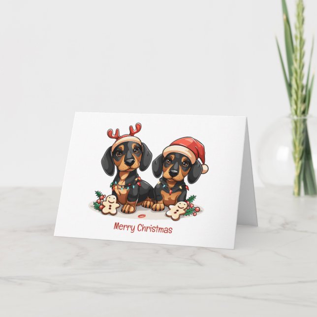 Cartes Pour Fêtes Annuelles Joyeux Chiens de Noël (Devant)