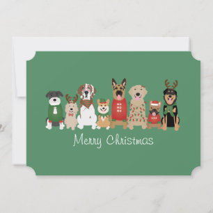 Cartes Pour Fêtes Annuelles Joyeux Chiens de Noël Rouge Vert