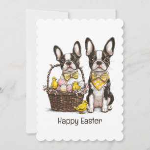 Cartes Pour Fêtes Annuelles Joyeux Chiens de Pâques Boston Terrier