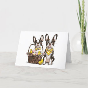 Cartes Pour Fêtes Annuelles Joyeux Chiens de Pâques Boston Terrier