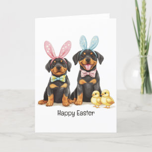 Cartes Pour Fêtes Annuelles Joyeux Chiens de Pâques Rottweiler Des Oreilles Bu
