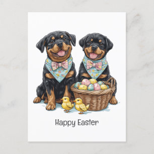 Cartes Pour Fêtes Annuelles Joyeux Chiens de Pâques Rottweiler Panier de Pâque