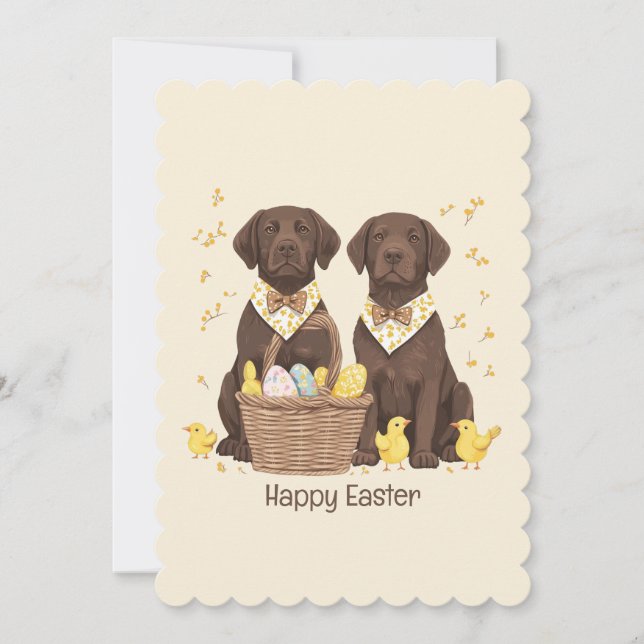 Cartes Pour Fêtes Annuelles Joyeux Chiens de récupération de chocolat de Pâque (Devant)