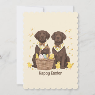 Cartes Pour Fêtes Annuelles Joyeux Chiens de récupération de chocolat de Pâque