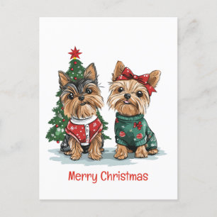 Cartes Pour Fêtes Annuelles Joyeux Chiens de Yorkie de Noël