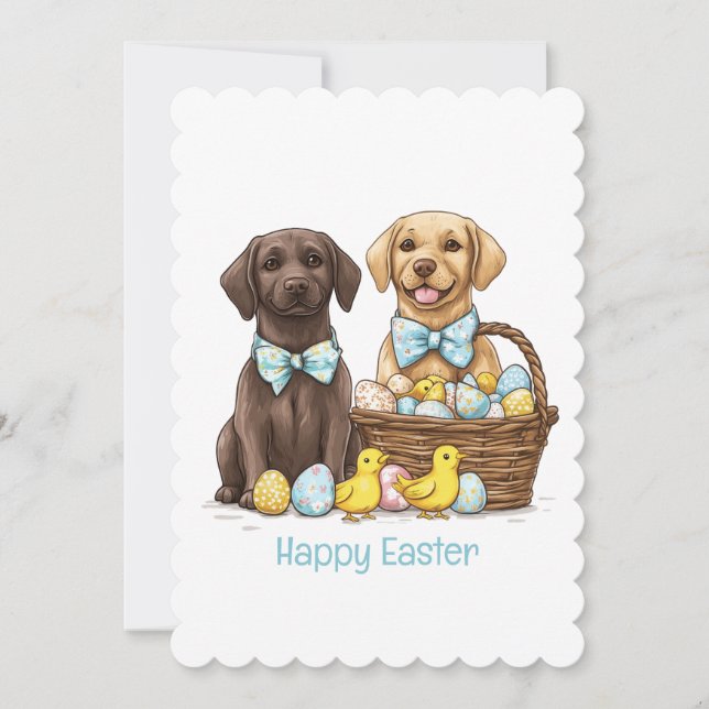Cartes Pour Fêtes Annuelles Joyeux Chiens d'excursion de Pâques Labrador (Devant)