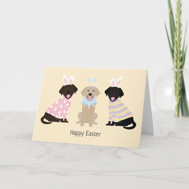 Cartes Pour Fêtes Annuelles Joyeux Chiens d'excursion de Pâques Labrador (Devant)