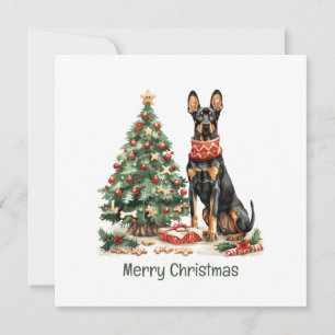 Cartes Pour Fêtes Annuelles Joyeux Chiens Dobermann de Noël