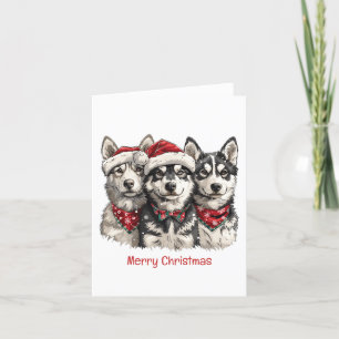 Cartes Pour Fêtes Annuelles Joyeux Chiens Husky Noël