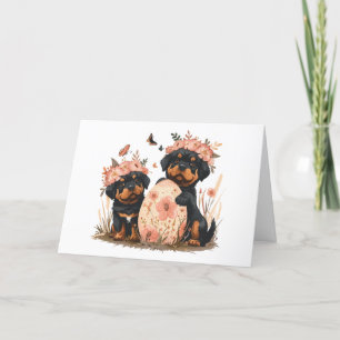 Cartes Pour Fêtes Annuelles Joyeux Chiens Rottweiler de Pâques