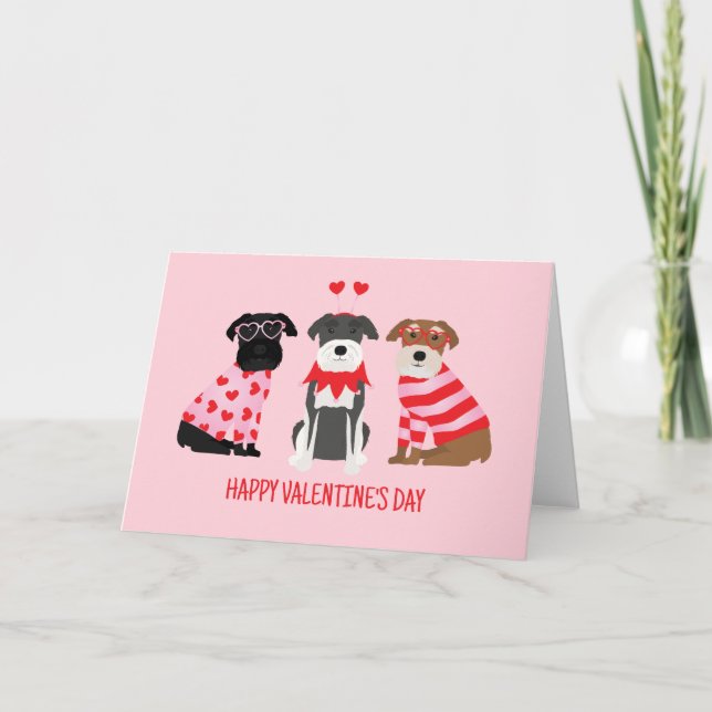 Cartes Pour Fêtes Annuelles Joyeux Chiens Schnauzer de la Journée des Valentin (Devant)