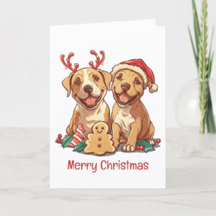 Cartes Pour Fêtes Annuelles Joyeux Chiens taureaux de marque de Noël