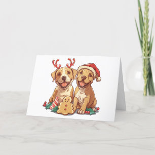 Cartes Pour Fêtes Annuelles Joyeux Chiens taureaux de marque de Noël