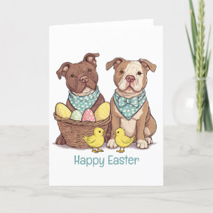 Cartes Pour Fêtes Annuelles Joyeux Chiens taureaux de Pâques