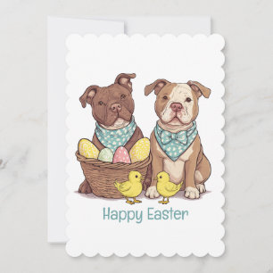 Cartes Pour Fêtes Annuelles Joyeux Chiens taureaux de Pâques