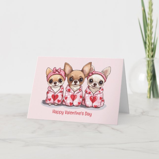 Cartes Pour Fêtes Annuelles Joyeux Chihuahua Dogs de la fête des Valentines (Devant)