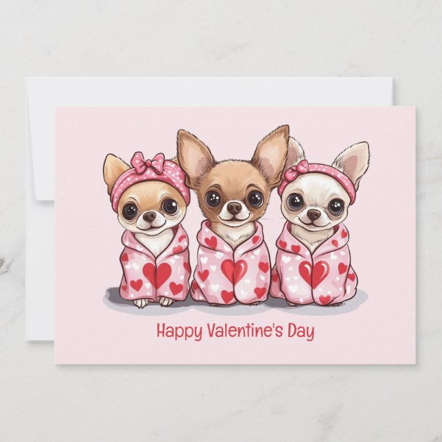 Cartes Pour Fêtes Annuelles Joyeux Chihuahua Dogs de la fête des Valentines (Devant)