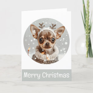 Cartes Pour Fêtes Annuelles Joyeux Chihuahua Reindeer Chien de Noël