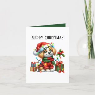 Cartes Pour Fêtes Annuelles Joyeux chiot de Noël personnalisable