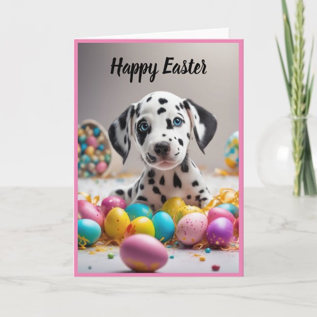 Cartes Pour Fêtes Annuelles Joyeux Chiot de Pâques (Devant)