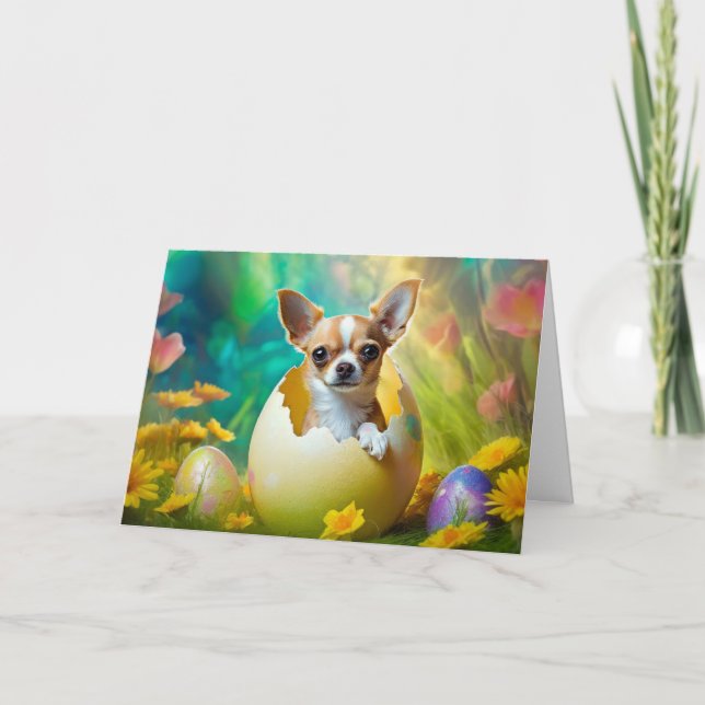 Cartes Pour Fêtes Annuelles Joyeux chiot de Pâques Chihuahua (Devant)