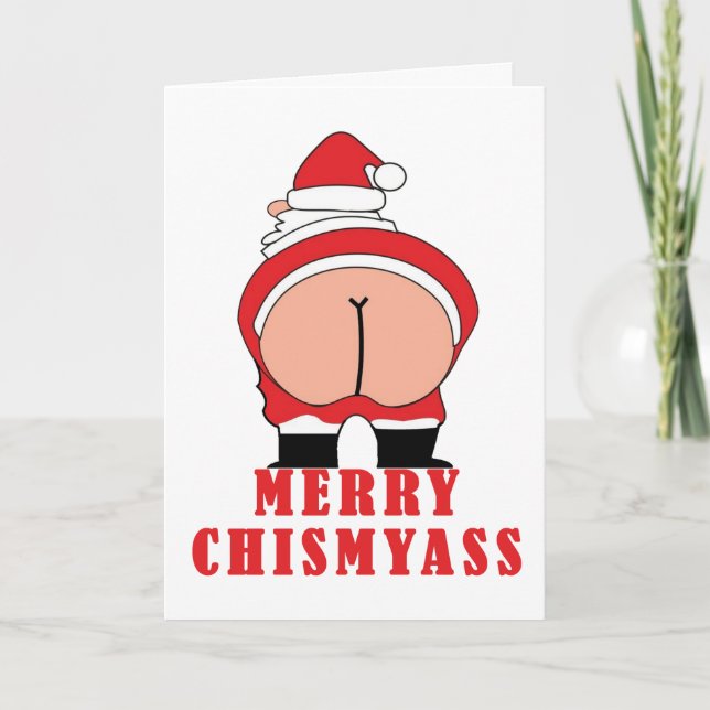 Cartes Pour Fêtes Annuelles Joyeux Chismyass carde le cadeau du père noël (Devant)