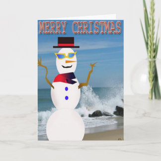 Cartes Pour Fêtes Annuelles joyeux chrismas sur la plage bonhomme de neige
