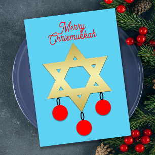 Cartes Pour Fêtes Annuelles Joyeux Chrismoukah Étoile de David et Décorations