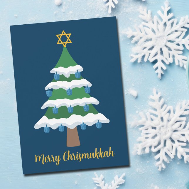 Cartes Pour Fêtes Annuelles Joyeux Chrismukkah Cute Hanoukka Christmas Tree (Créateur téléchargé)