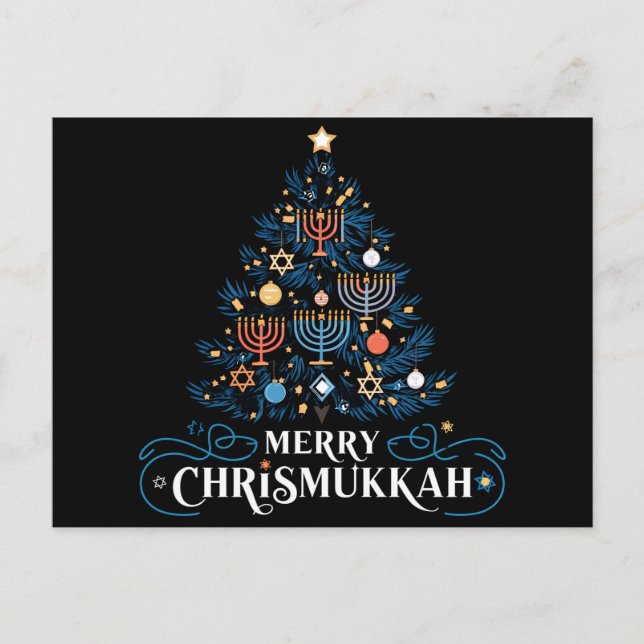 Cartes Pour Fêtes Annuelles Joyeux Chrismukkah Fête juive Hanukkah (Devant)