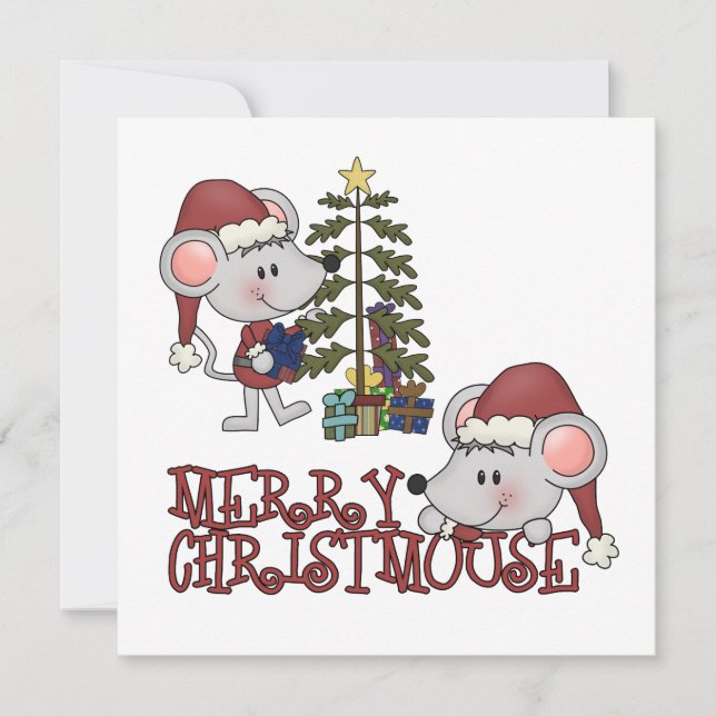 Cartes Pour Fêtes Annuelles Joyeux Christmouse avec l'arbre (Devant)