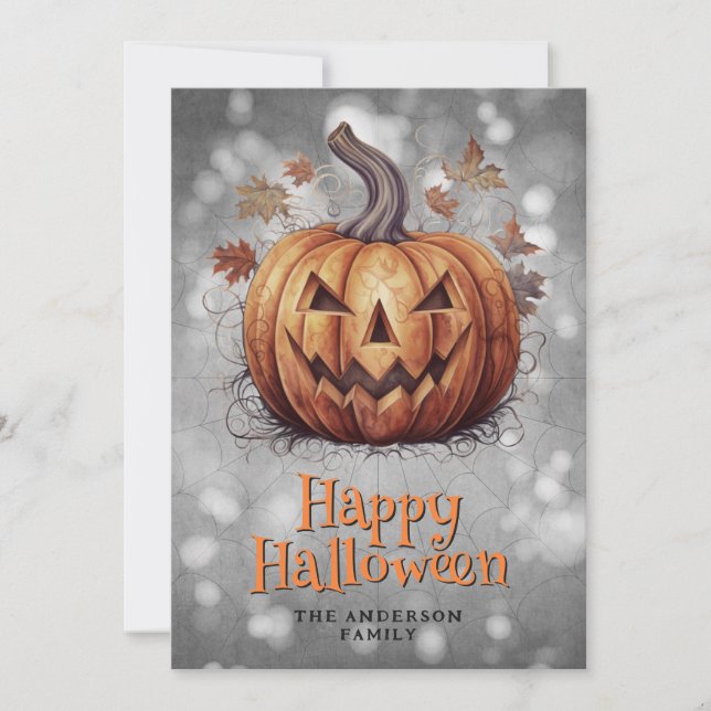 Cartes Pour Fêtes Annuelles Joyeux Citrouille Éffrayant Halloween (Devant)