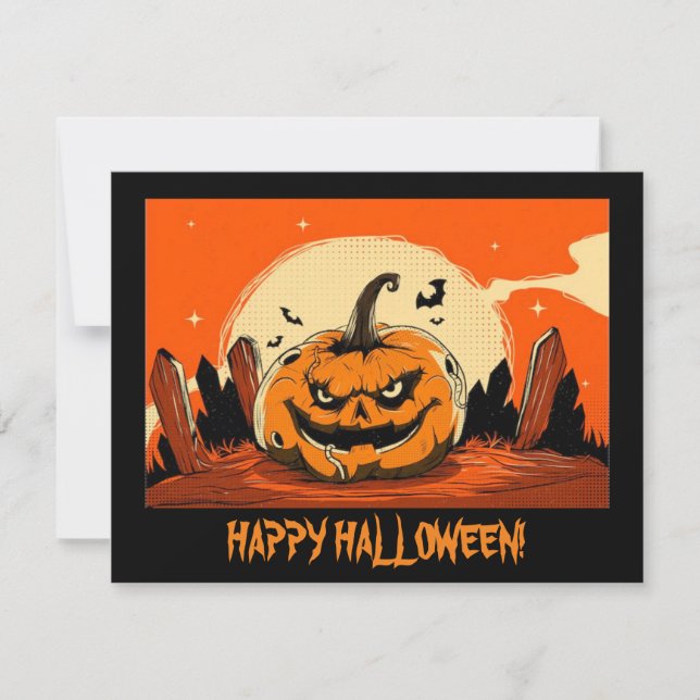 Cartes Pour Fêtes Annuelles Joyeux Citrouille Éffrayant Halloween (Devant)