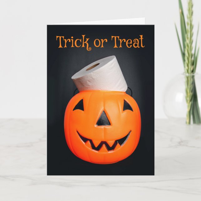 Cartes Pour Fêtes Annuelles Joyeux Citrouille Halloween avec papier toilette (Devant)