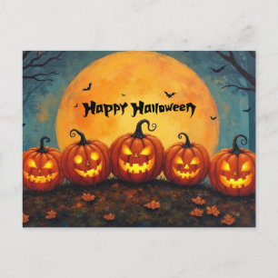 Cartes Pour Fêtes Annuelles Joyeux Citrouilles d'Halloween en Pleine lune