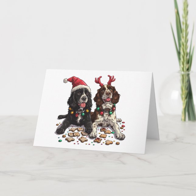 Cartes Pour Fêtes Annuelles Joyeux Cocker de Noël Chiens espagnols (Devant)