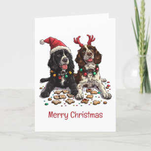 Cartes Pour Fêtes Annuelles Joyeux Cocker de Noël Chiens espagnols