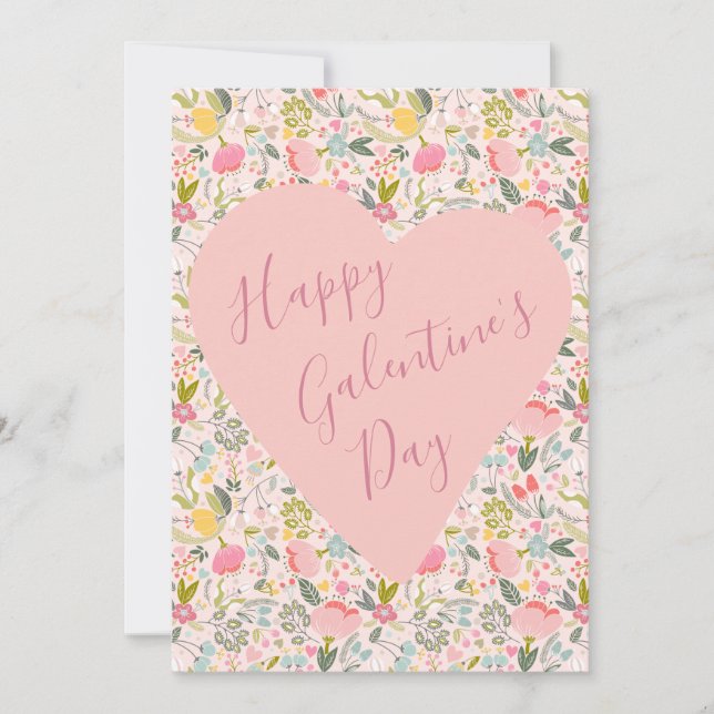 Cartes Pour Fêtes Annuelles Joyeux coeur rose girly de la Saint-Galentin (Devant)