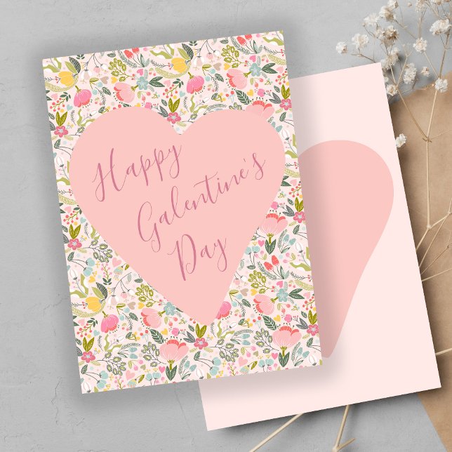 Cartes Pour Fêtes Annuelles Joyeux coeur rose girly de la Saint-Galentin (Créateur téléchargé)