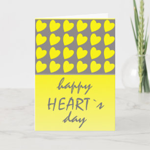 Cartes Pour Fêtes Annuelles Joyeux Coeur`s Jaune Coeur Saint Valentin