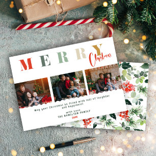 Cartes Pour Fêtes Annuelles Joyeux collage de famille de Noël Typographie colo